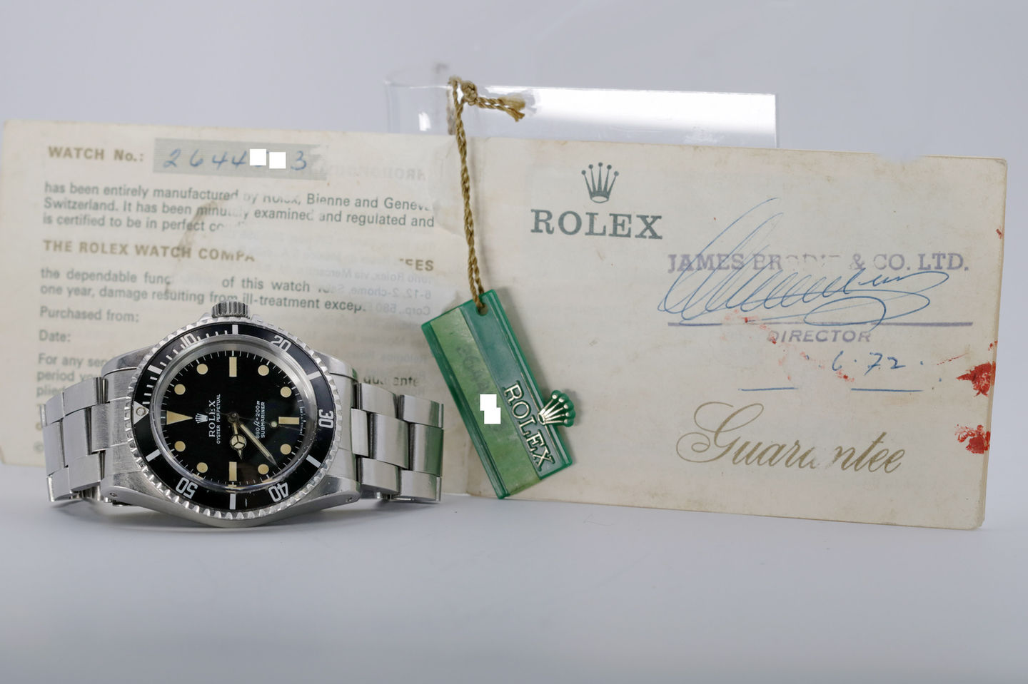 Rolex Stainless Steel Submariner Ref. 5513 papers hang tag