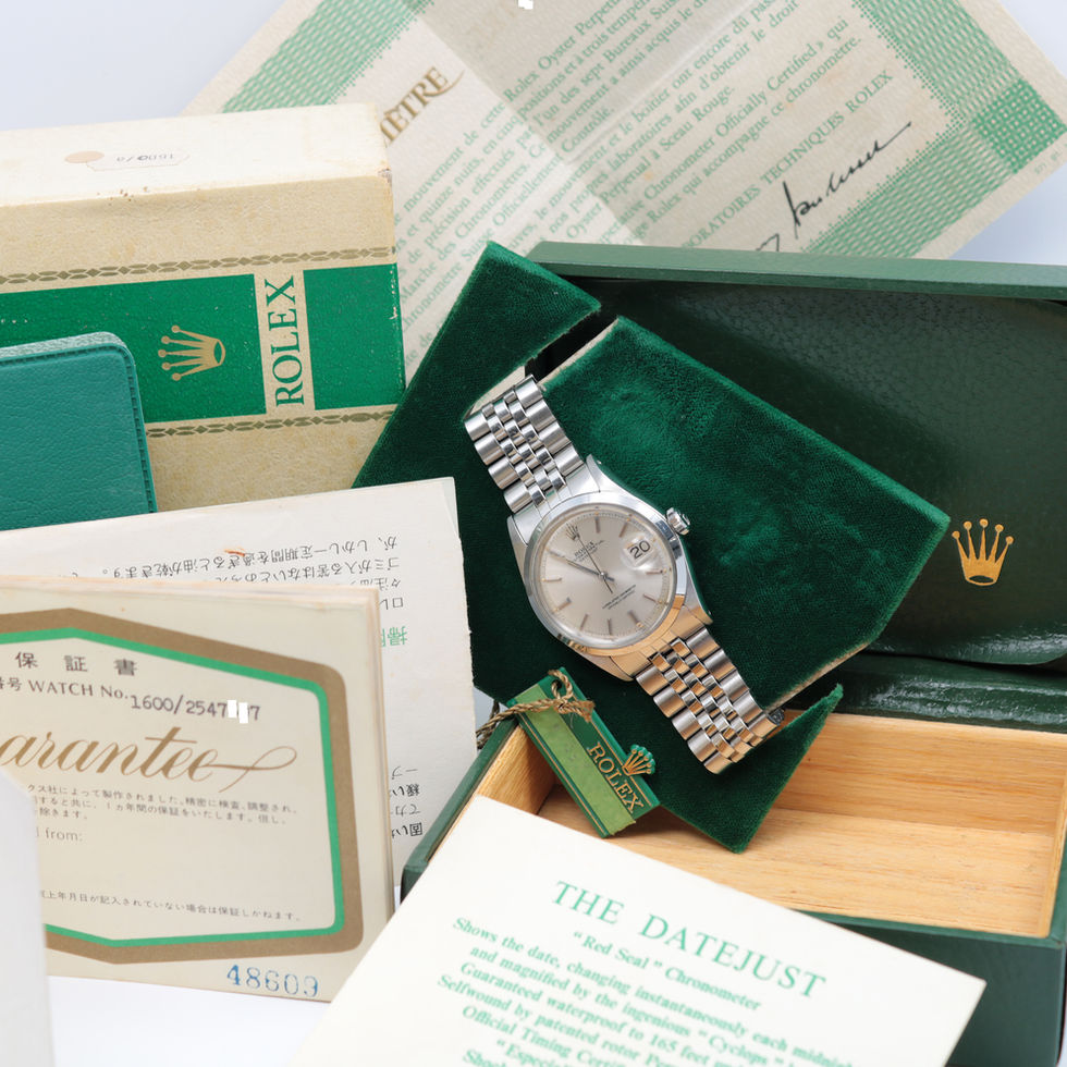 Full Set Rolex Stainless Steel Datejust Ref 1600 box papers