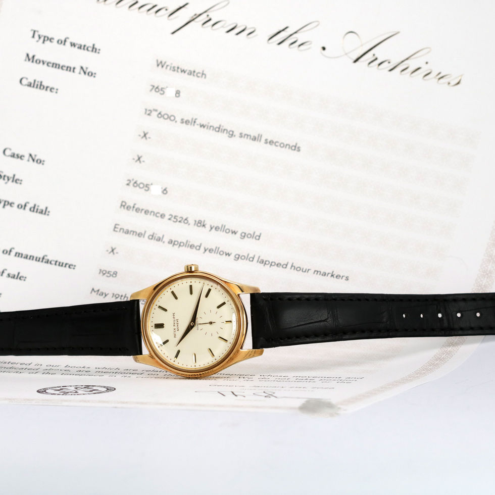 Patek Philippe Calatrava Ref. 2526 retailed by Gubelin papers