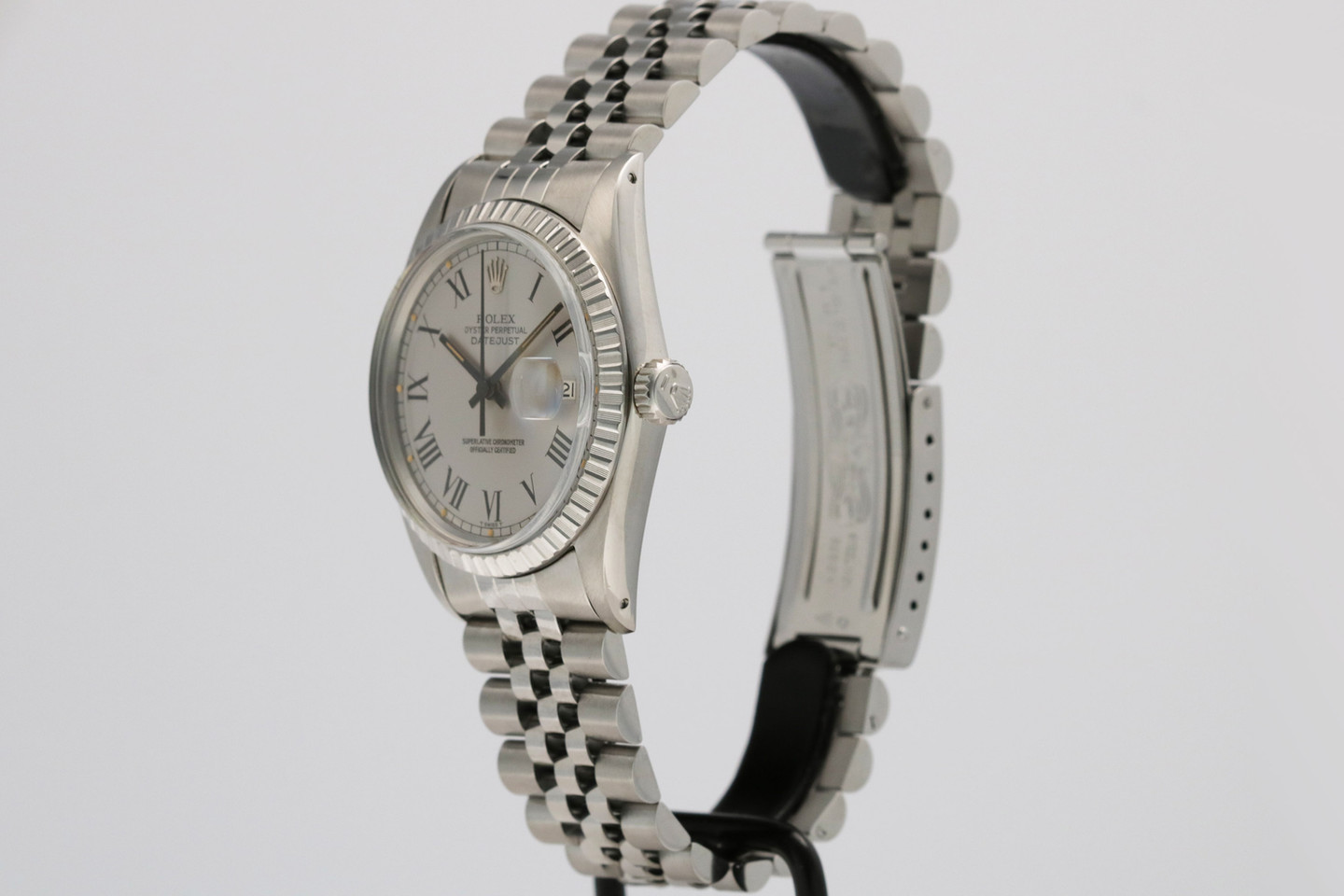 Rolex Stainless Steel Datejust 'Buckley Dial' Ref. 16030 crown