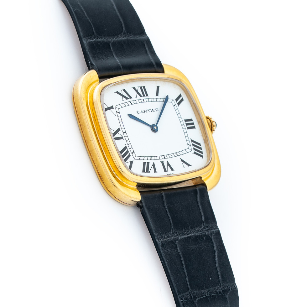 Cartier Paris Ellipse TV Screen yellow gold vintage watch side image