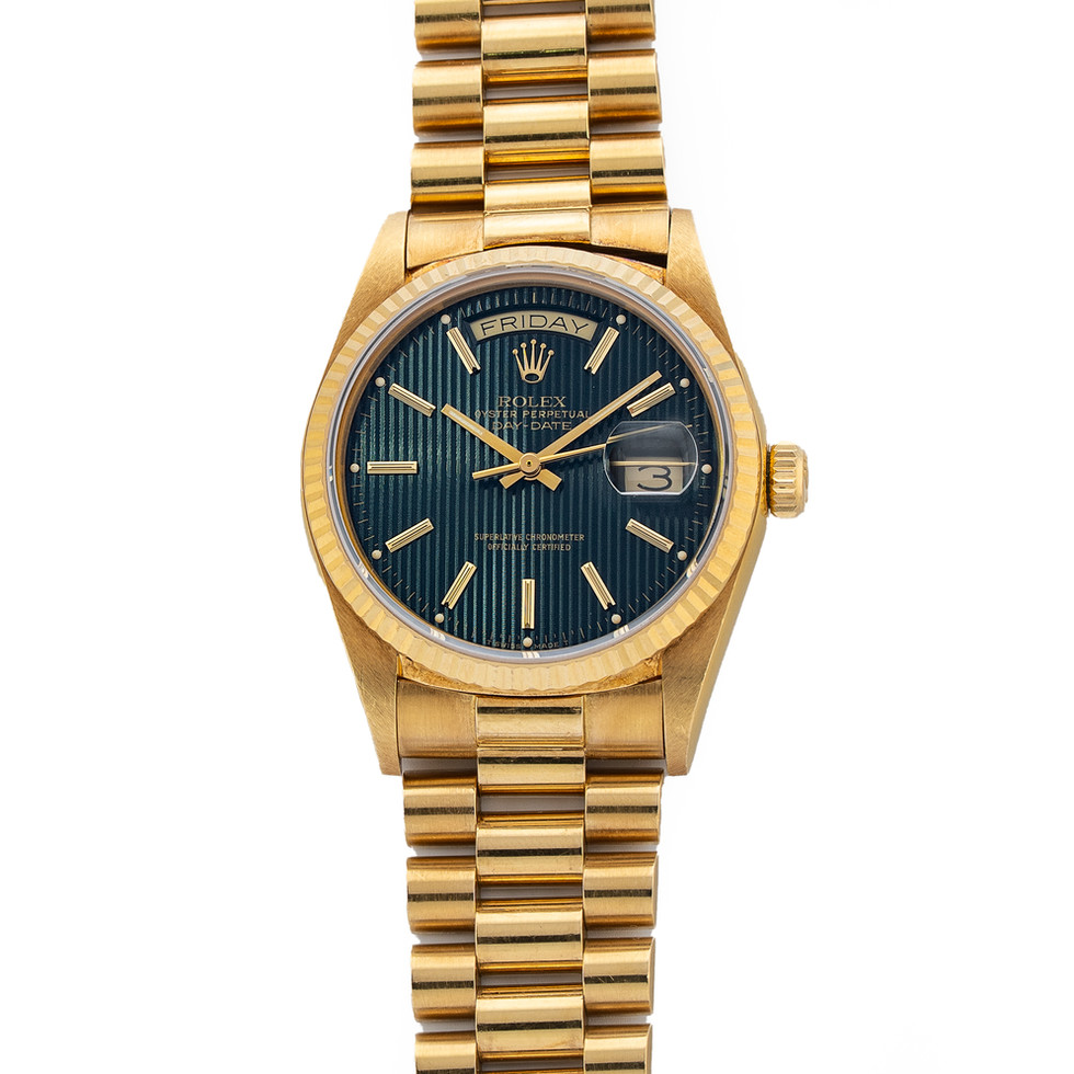 Rolex Yellow Gold Day-Date Tapestry Dial Ref. 18038 front