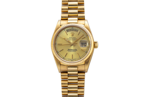 Rare Rolex Day-Date 18038 Tiffany & Co 1986 Gold Watch