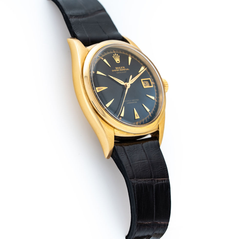 Rolex Yellow Gold Datejust Ref. 6304 Black Gilt Dial side