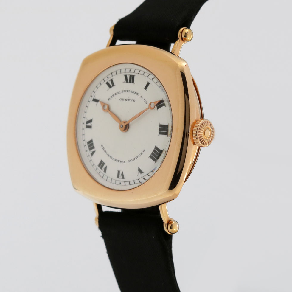 Early Patek Philippe 'Chronometro Gondolo' Cushion Wristwatch crown