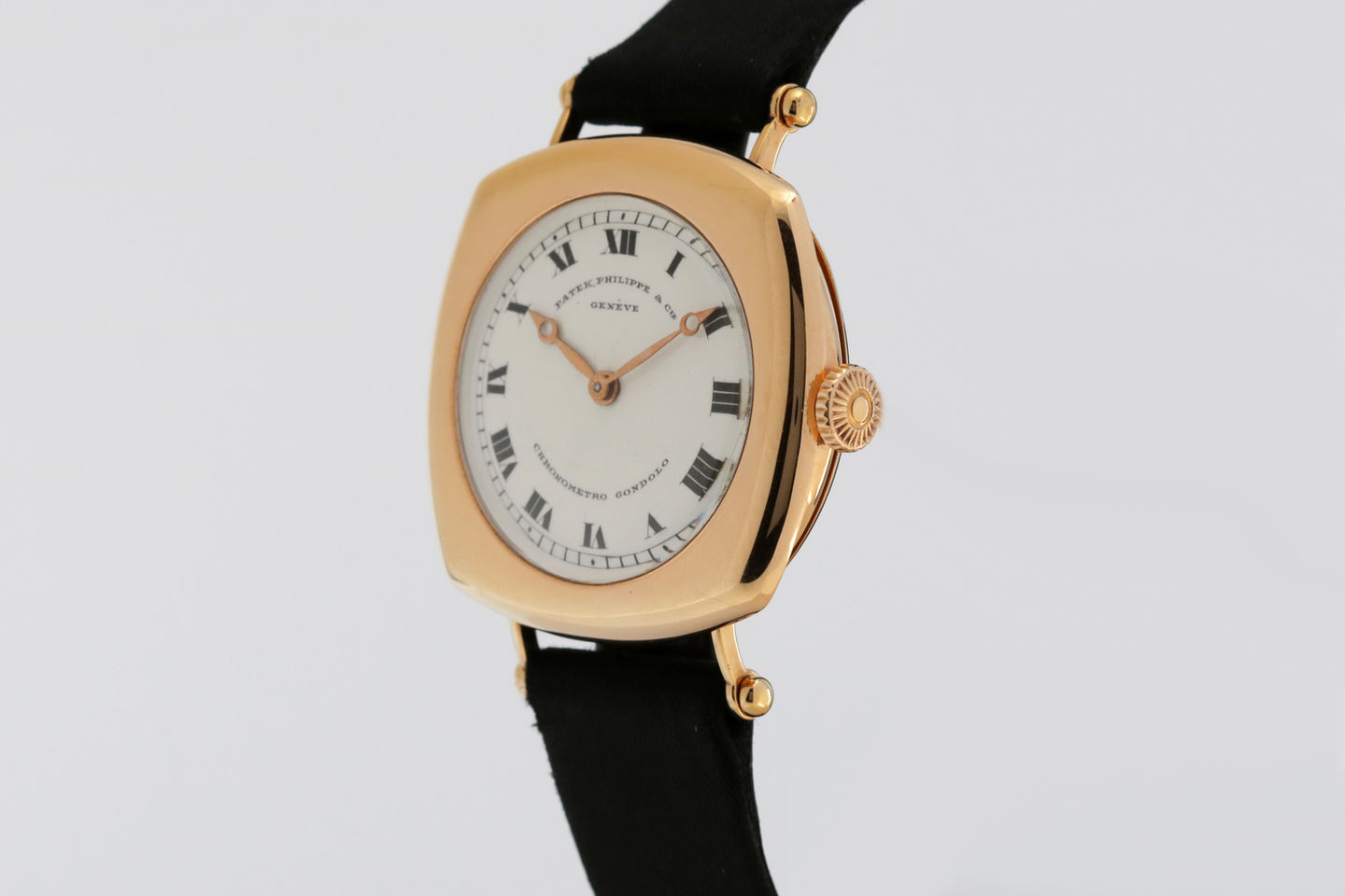 Early Patek Philippe 'Chronometro Gondolo' Cushion Wristwatch crown