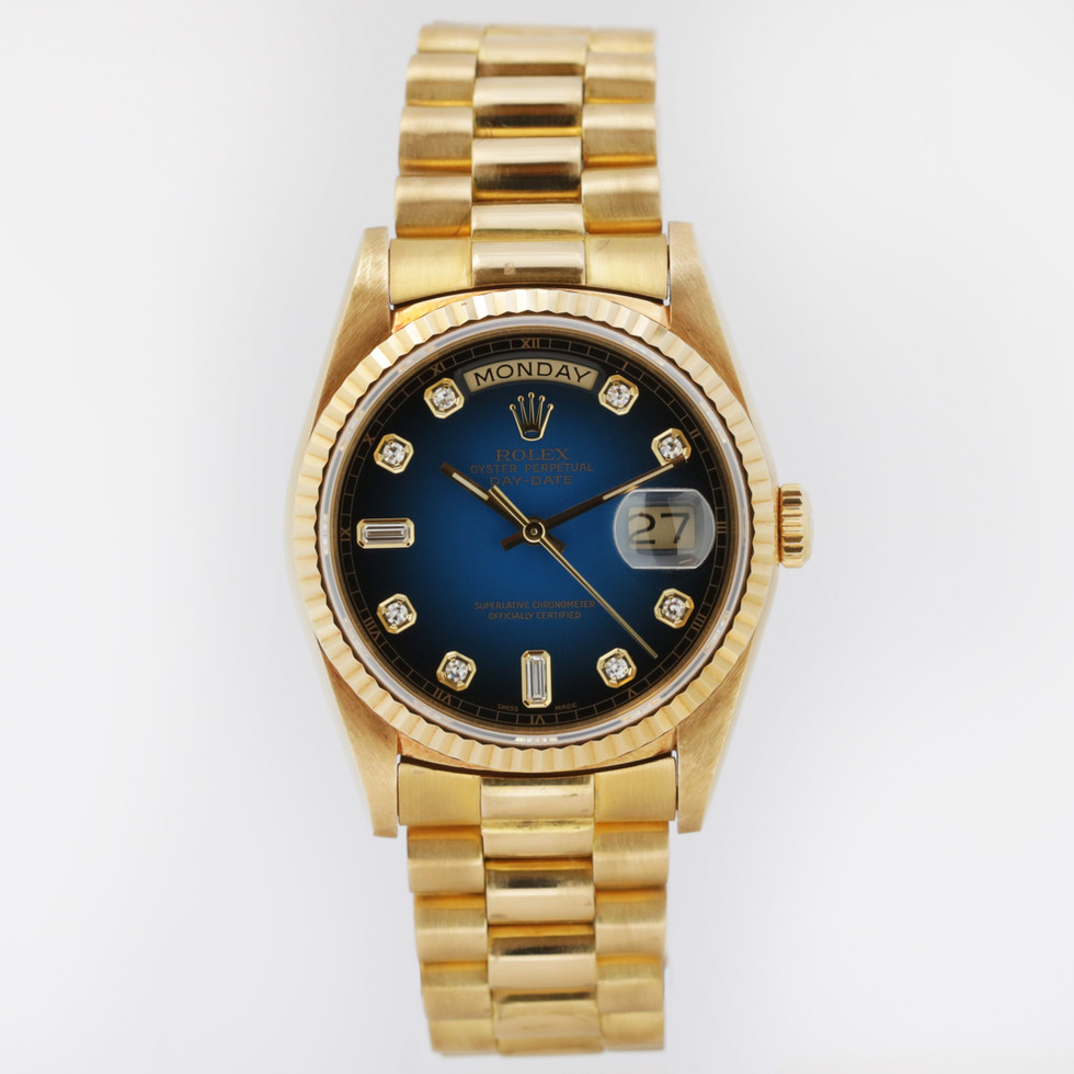 Rolex Day-Date Blue Vignette Diamond Dial Ref. 18238 full
