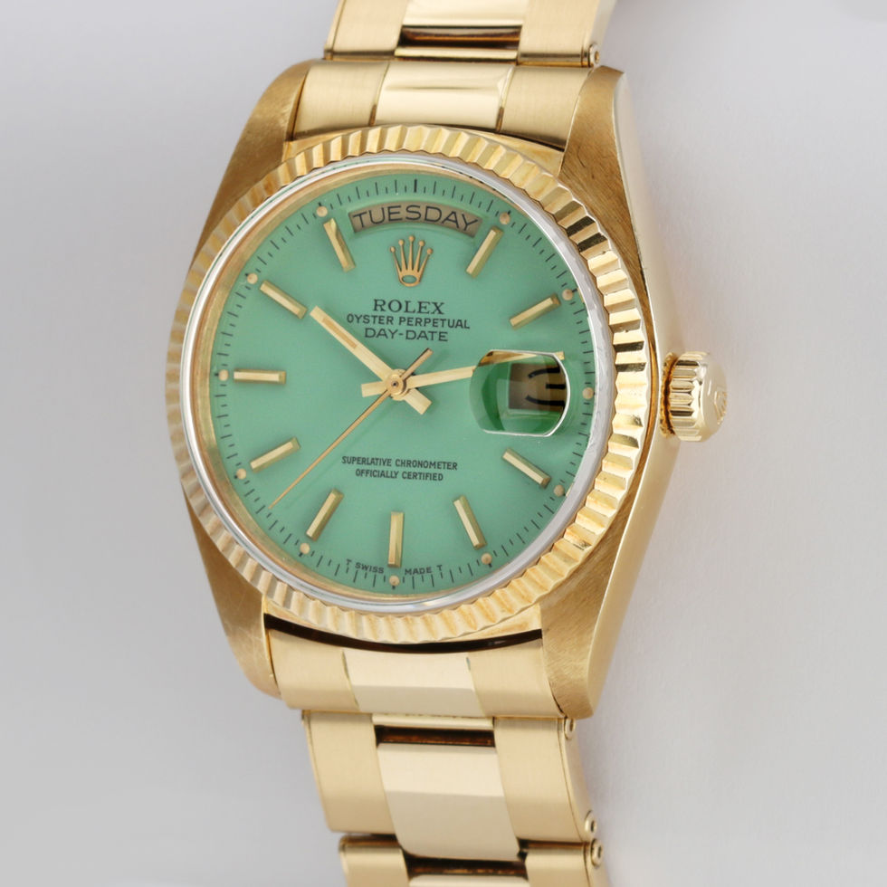 Rolex Day-Date  Seafoam Green Stella Dial Ref 18038 crown