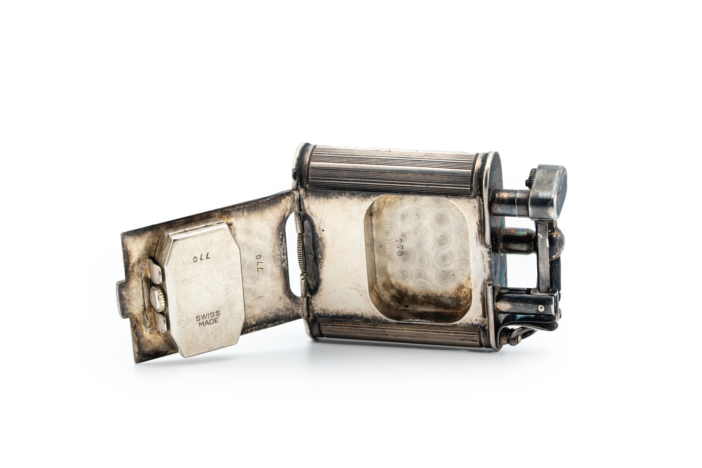 Dunhill  Art Deco Watch Lighter Circa 1930's back clock