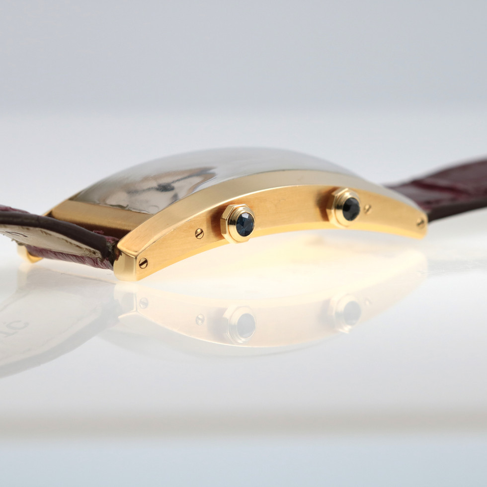 Cartier Tank Cintree Dual Time Zone Yellow Gold lug crowns