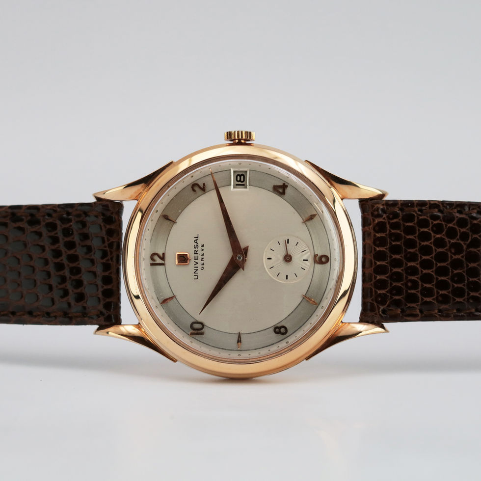 Universal Geneve Pink Gold Monodatic Ref 100101 on side