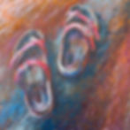 Acrylic painting of a pair of pink birkenstocks