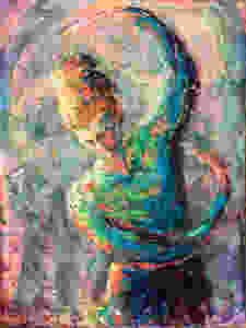 Impressionist style painting of a woman dancing