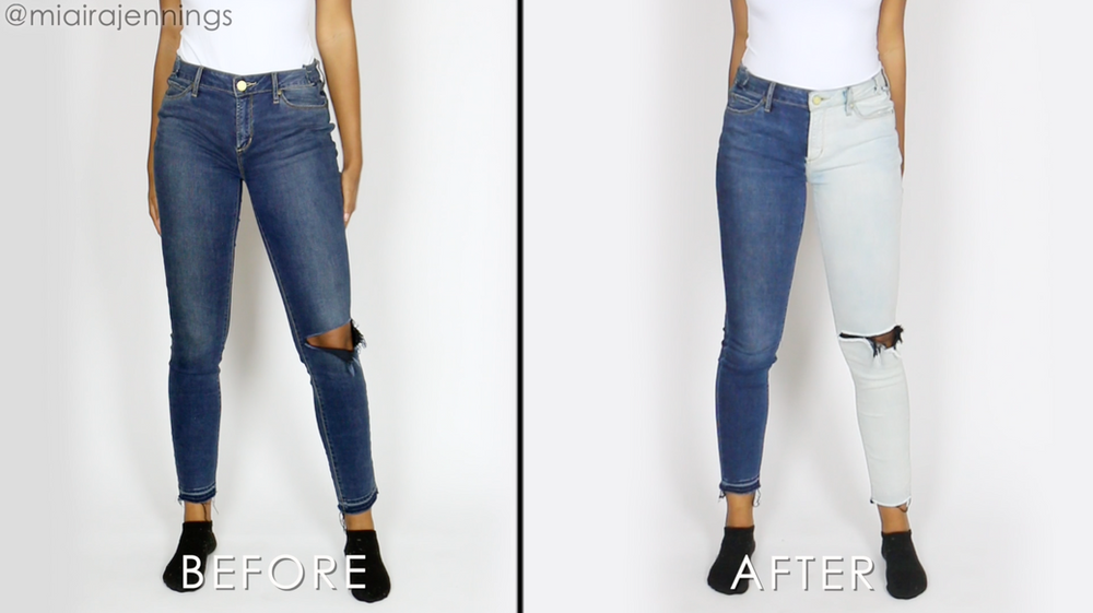 DIY TwoTone Half Bleached Jeans