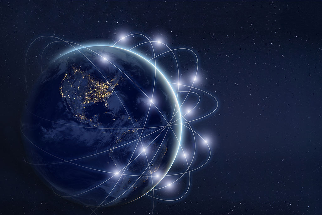 data exchange and communication technology concept, global business network over the Eart