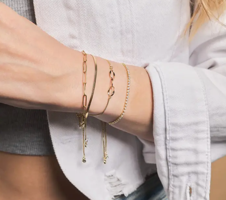 Thumbnail: Diamond Chain Gold Slider Bracelet