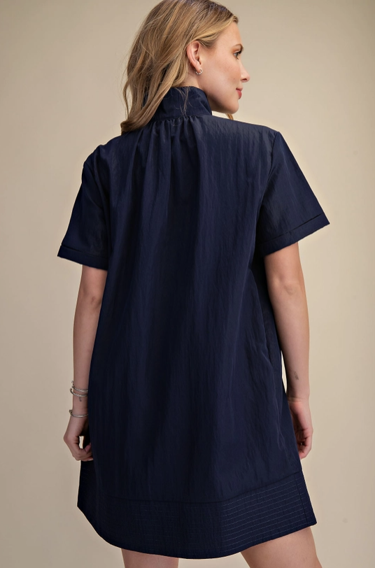 Thumbnail: Lori Stand Collar Button Down Shift Dress