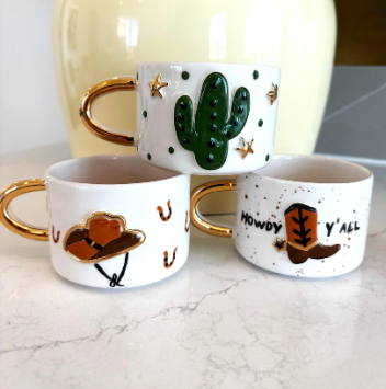 Thumbnail: Texas Cactus 24K Gold Handmade Ceramic Coffee & Tea Mug