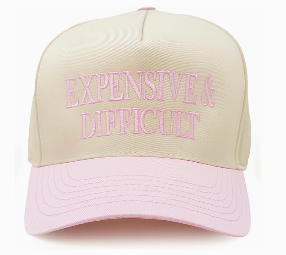 2-Tone Embroidered Cap - Expensive & Difficult - Rose/Beige