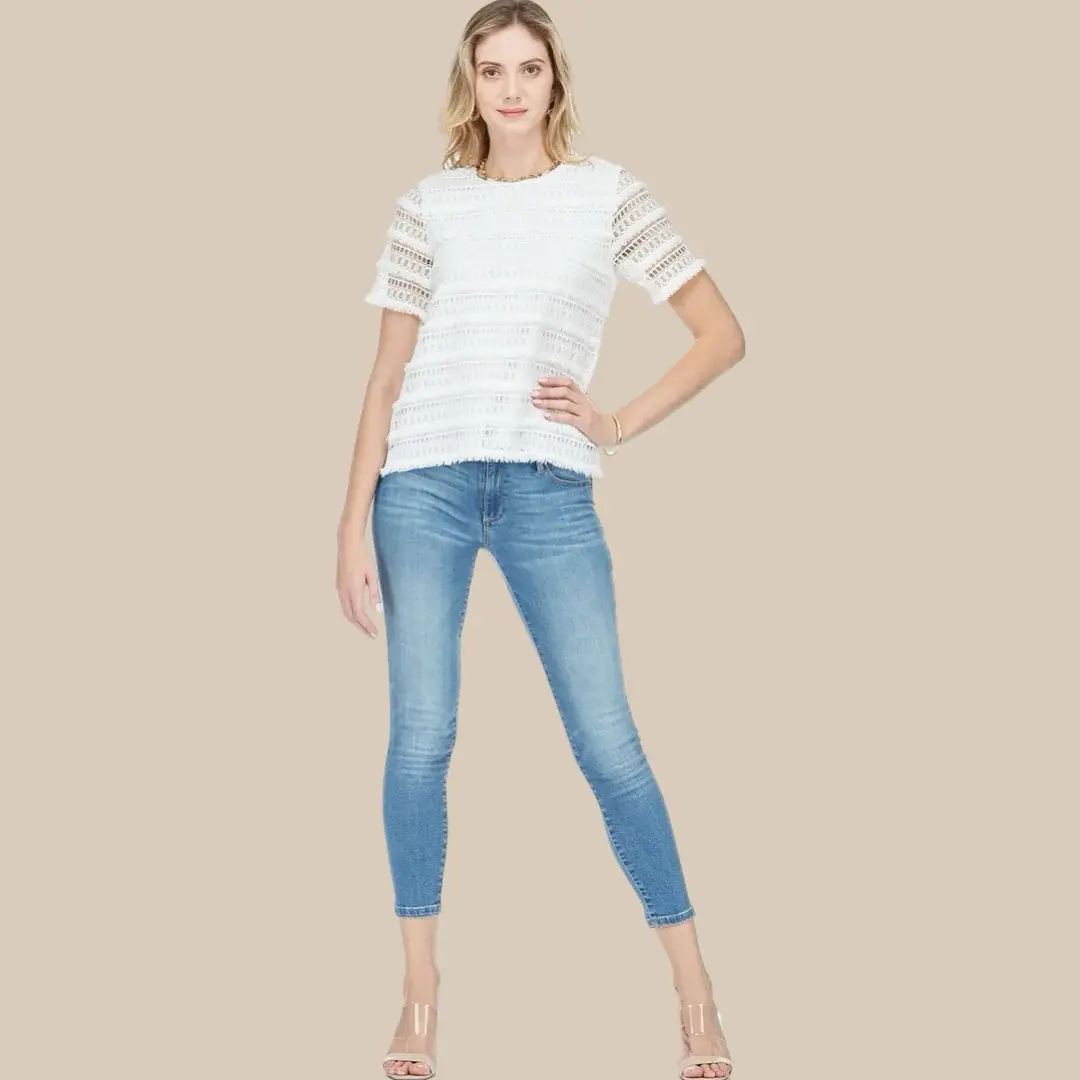 Jade White Short Sleeve Top