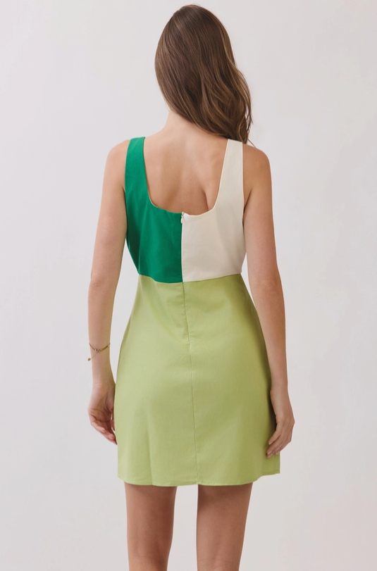 Thumbnail: Color Block Square Neck Mini Dress