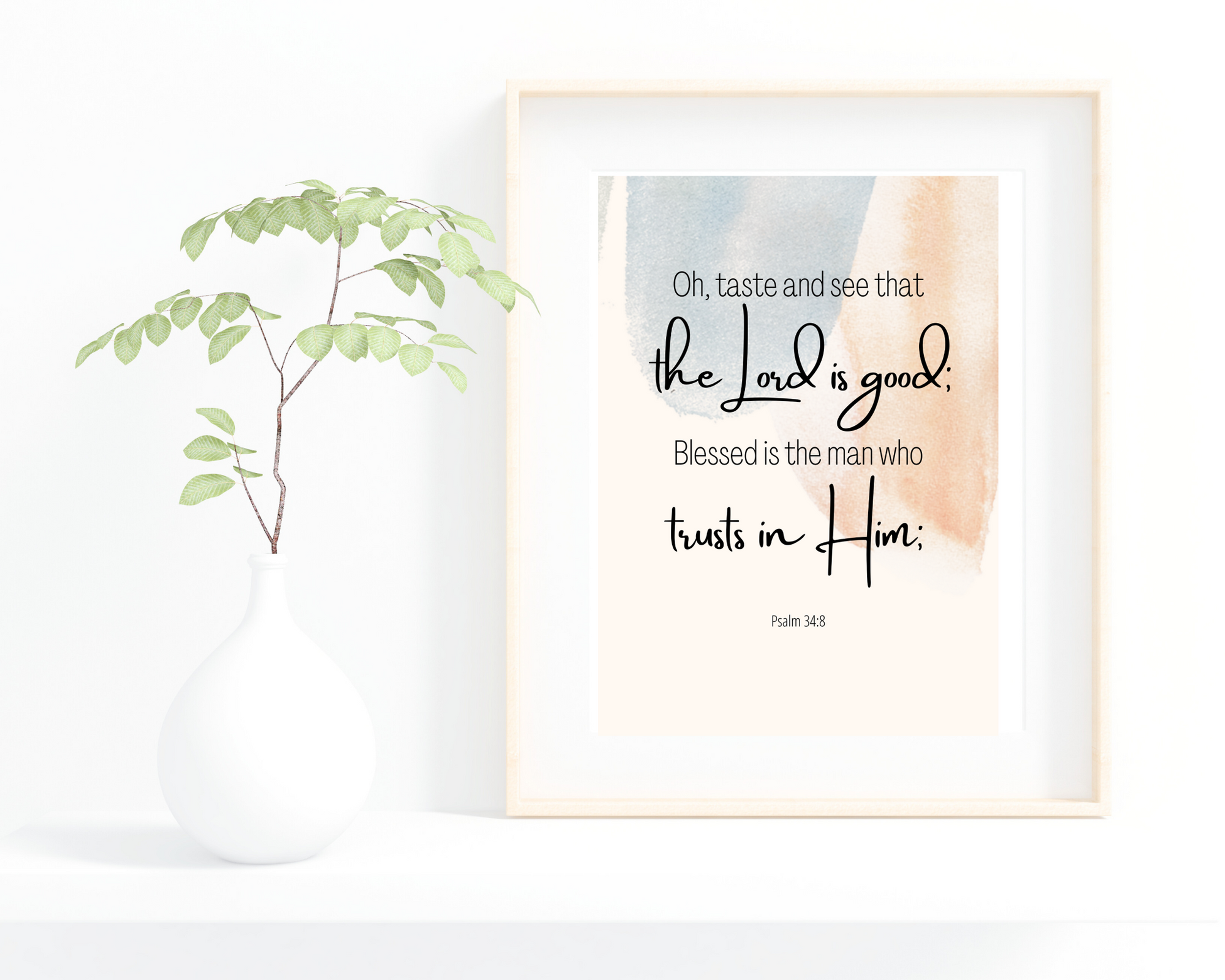 "Oh taste and see..." Watercolor Splash Bible Verse Print
