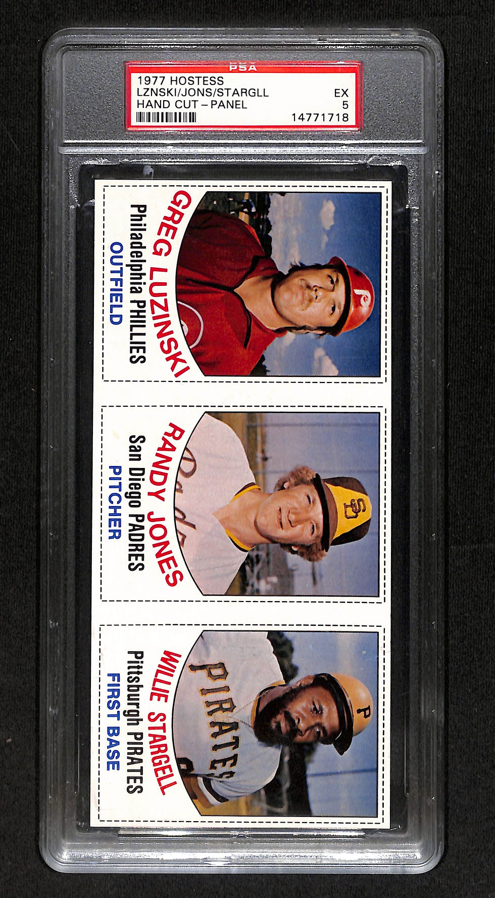 Willie Stargell 1977 Hostess 3 Card Panel Luzinski/Jones/Stargell PSA 5