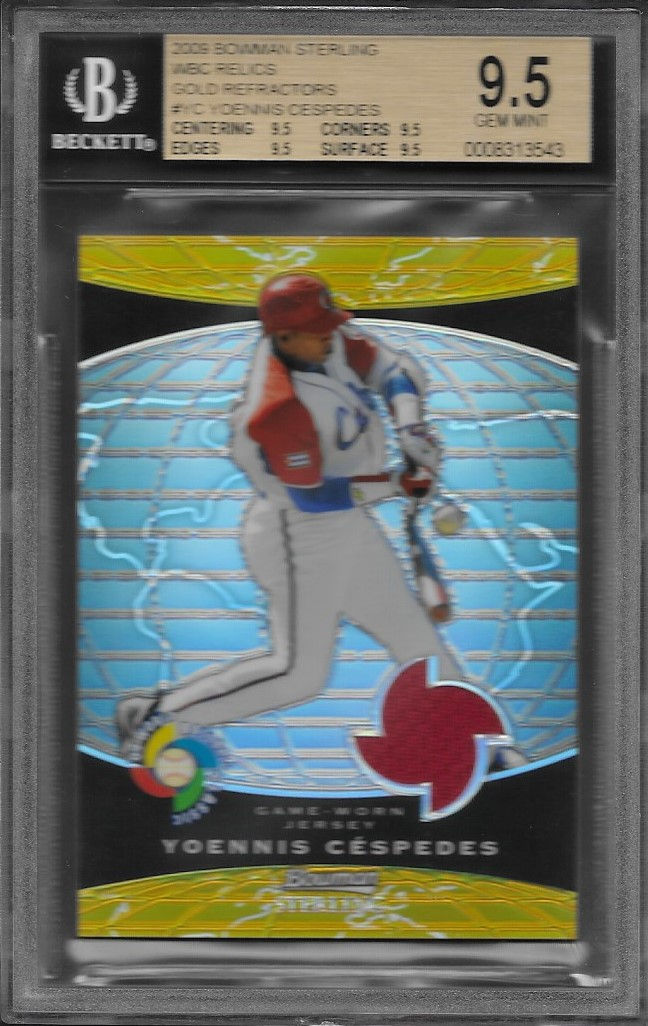 Yoennis Cespedes 2009 Bowman Sterling WBC Relics Gold Refractor 39/50 BGS 9.5
