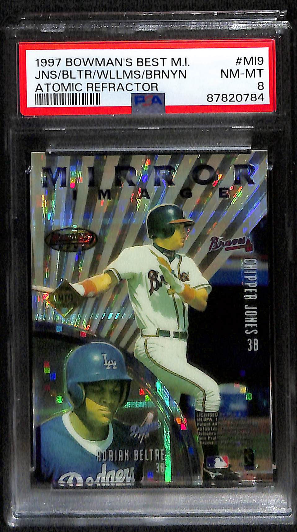 Chipper Jones/Adrian Beltre 1997 Bowman's Best MI Atomic Refractor #M19 PSA 8