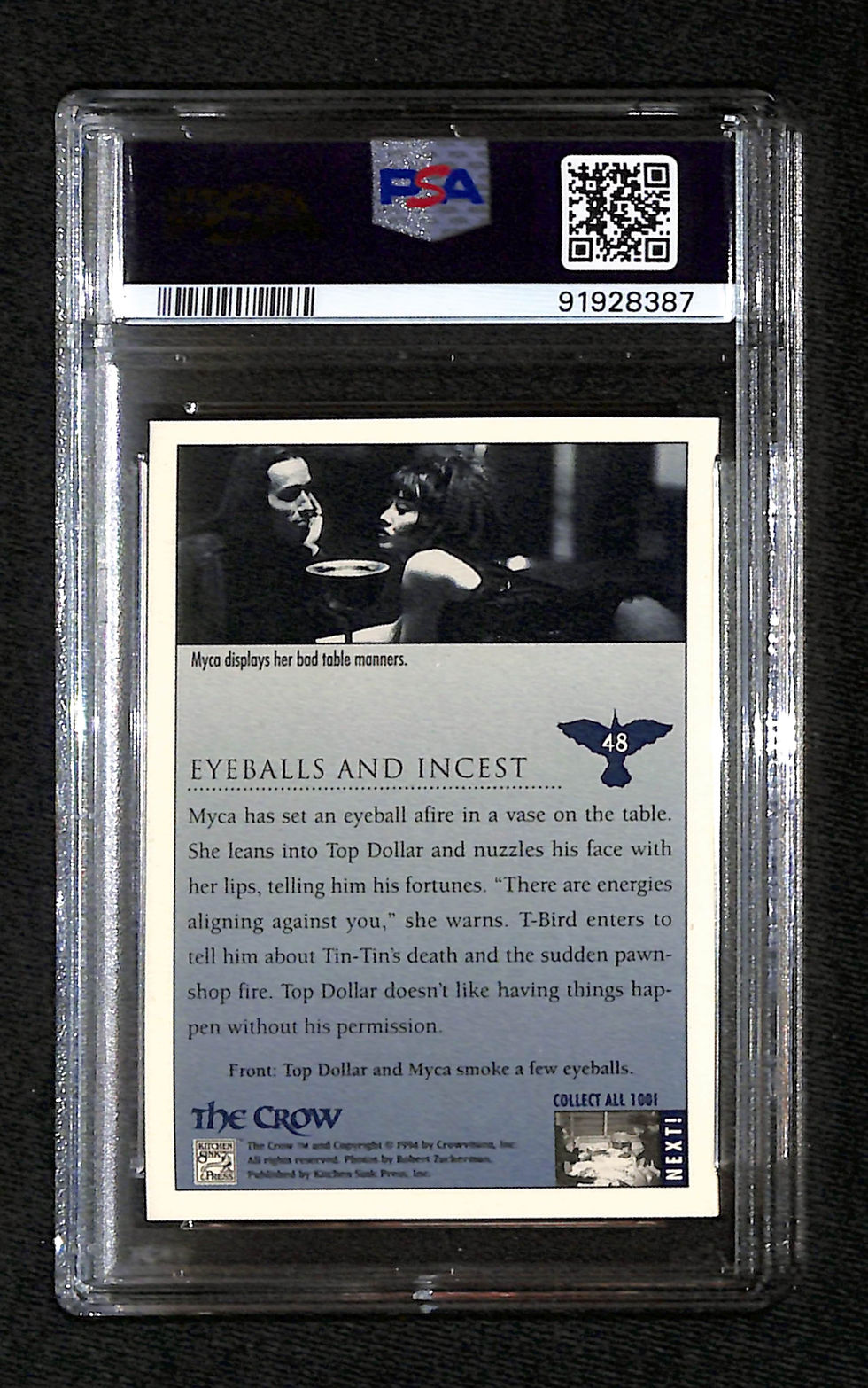 Miniatura: The Crow 1994 Kitchen Sink  Eyeballs and Incest #48 PSA 9 Back