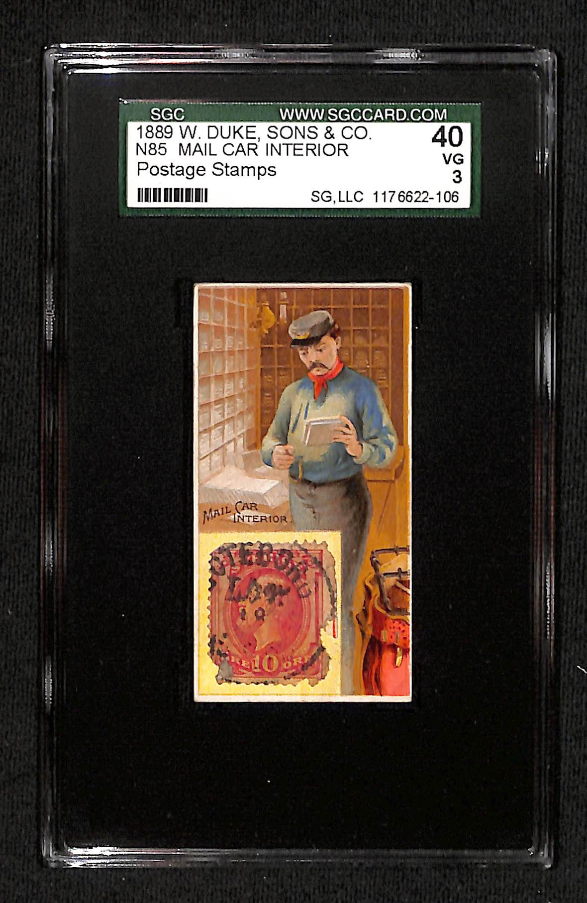 1889 W Duke Sons & Co N85 Mail Car Interior Postage Stamps SGC 3