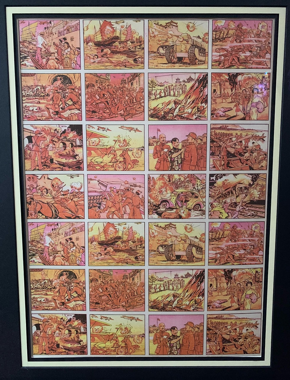 Miniatura: 1938 R69 Gum Inc Horrors Of War Framed Proof Uncut Panel-Very Rare!