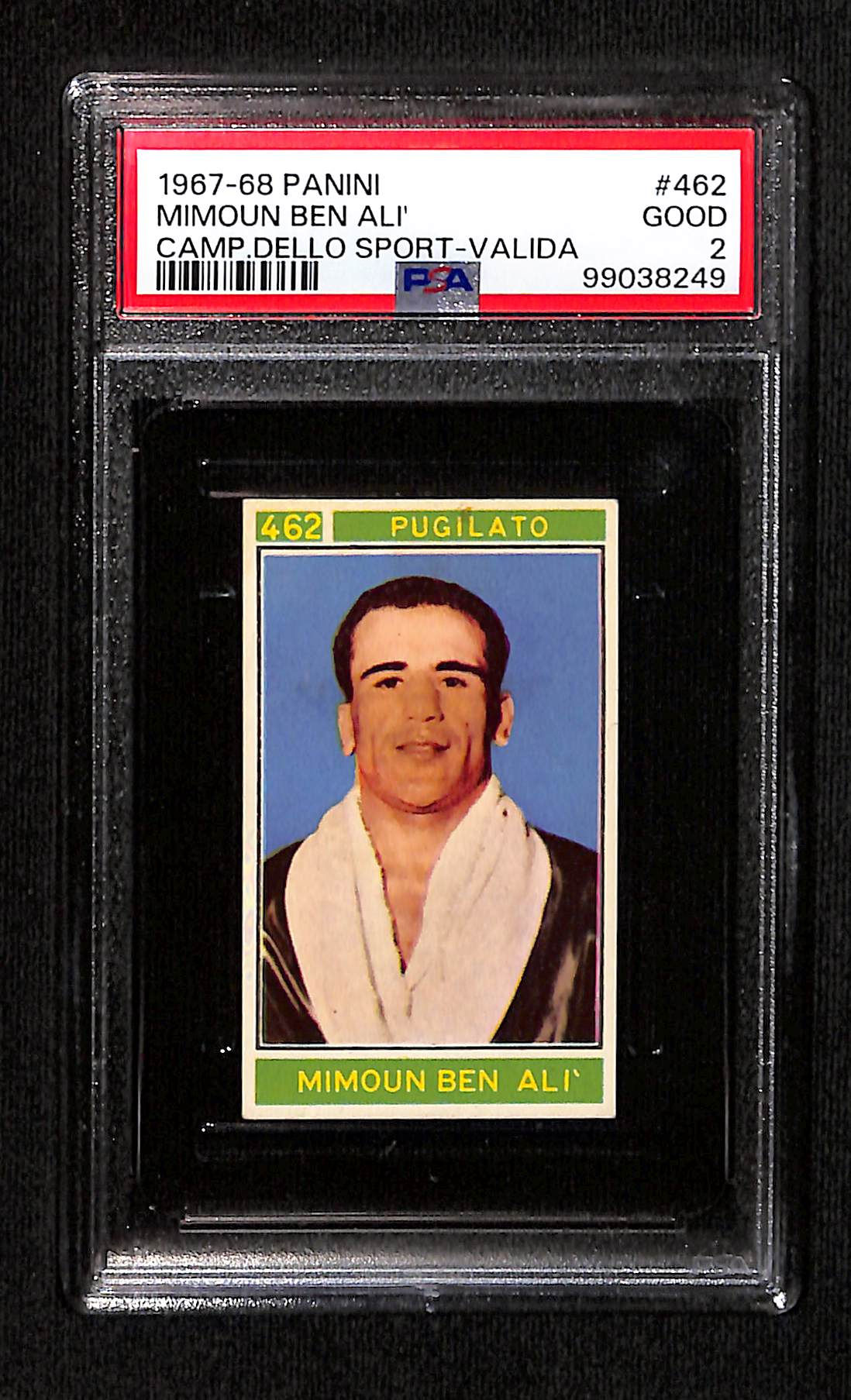 Mimoun Ben Ali 1967 Panini Campioni Dello Sport Valida Back #462 PSA 2