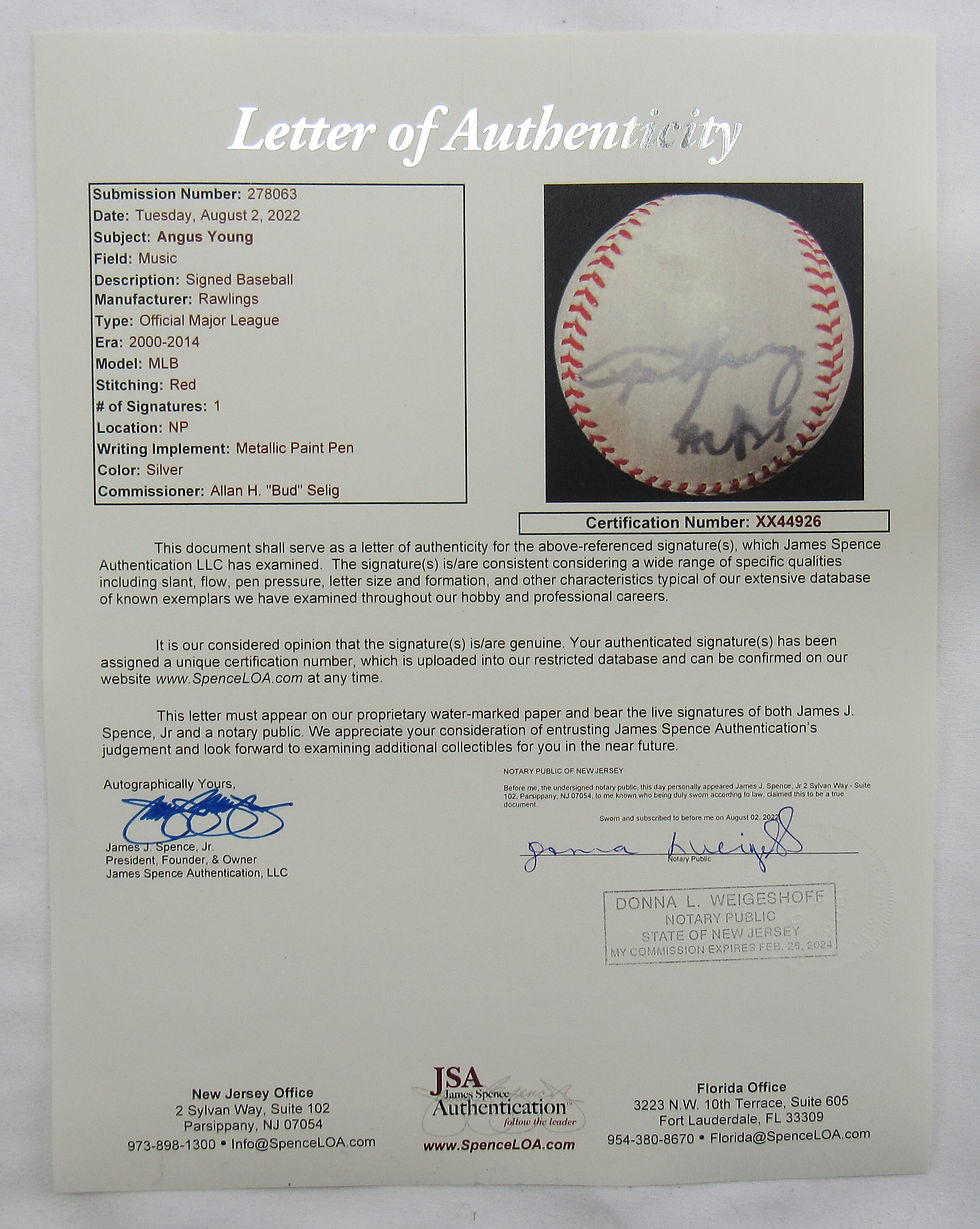 Miniatura: Angus Young AC/DC Signed Autograph Rawlings Baseball-JSA