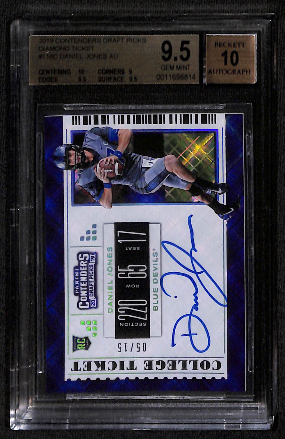 Daniel Jones 2019 Contenders DP Diamond Ticket Auto 5/15 #116C BGS 9.5/10