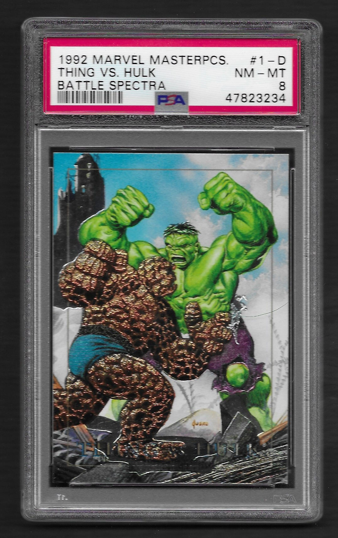 Marvel Masterpieces 1992 Thing VS Hulk-Battle Spectra #1-D PSA 8