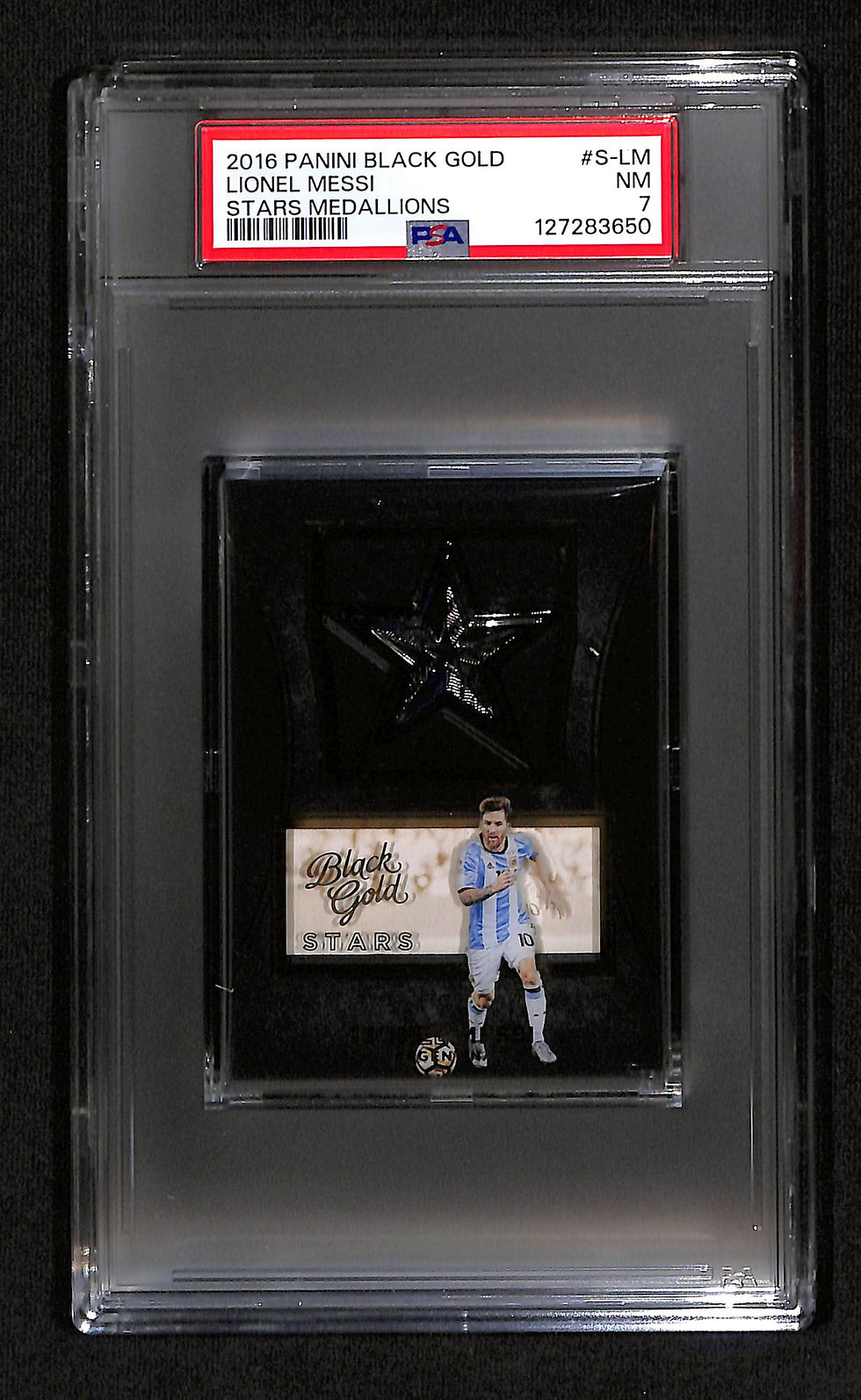 Lionel Messi 2016 Panini Black Gold Stars Medallions #S-LM PSA 7