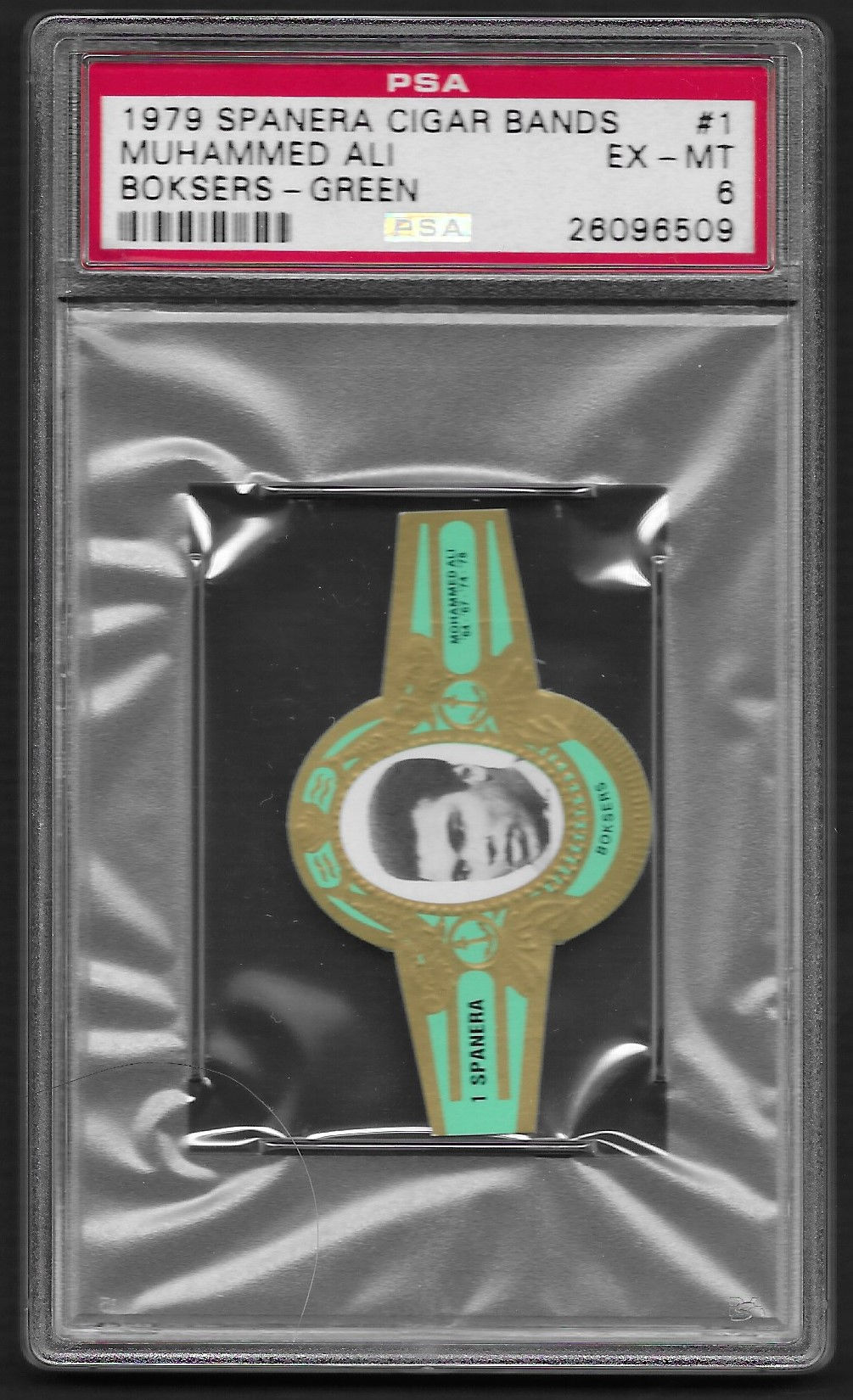 Muhammad Ali 1979 Spanera Green Cigar Band #1 PSA 6