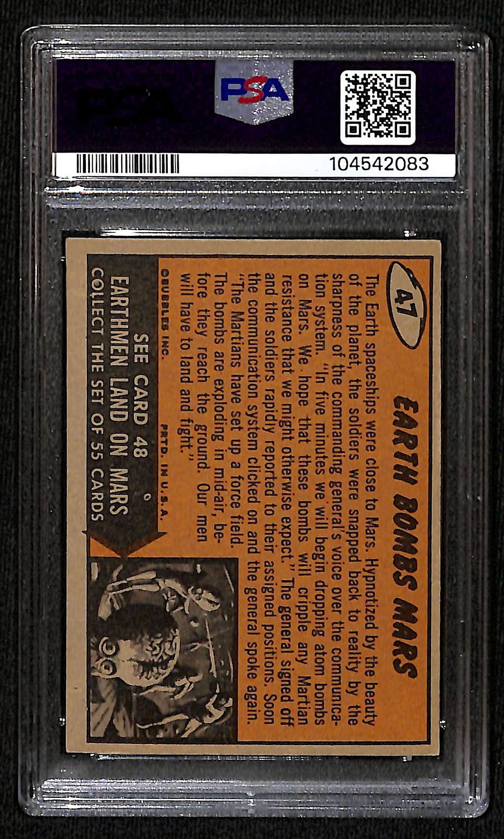 Miniatura: Mars Attacks 1962 Earth Bombs Mars #47 PSA 2 Back