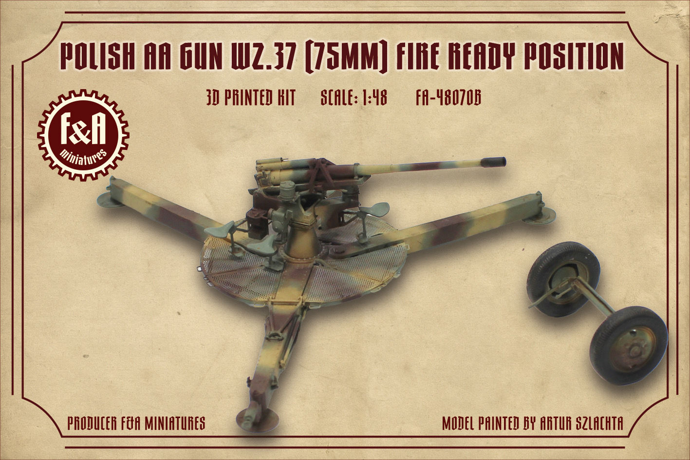 Polish AA Gun WZ.37 (75mm) fire ready position 1:48