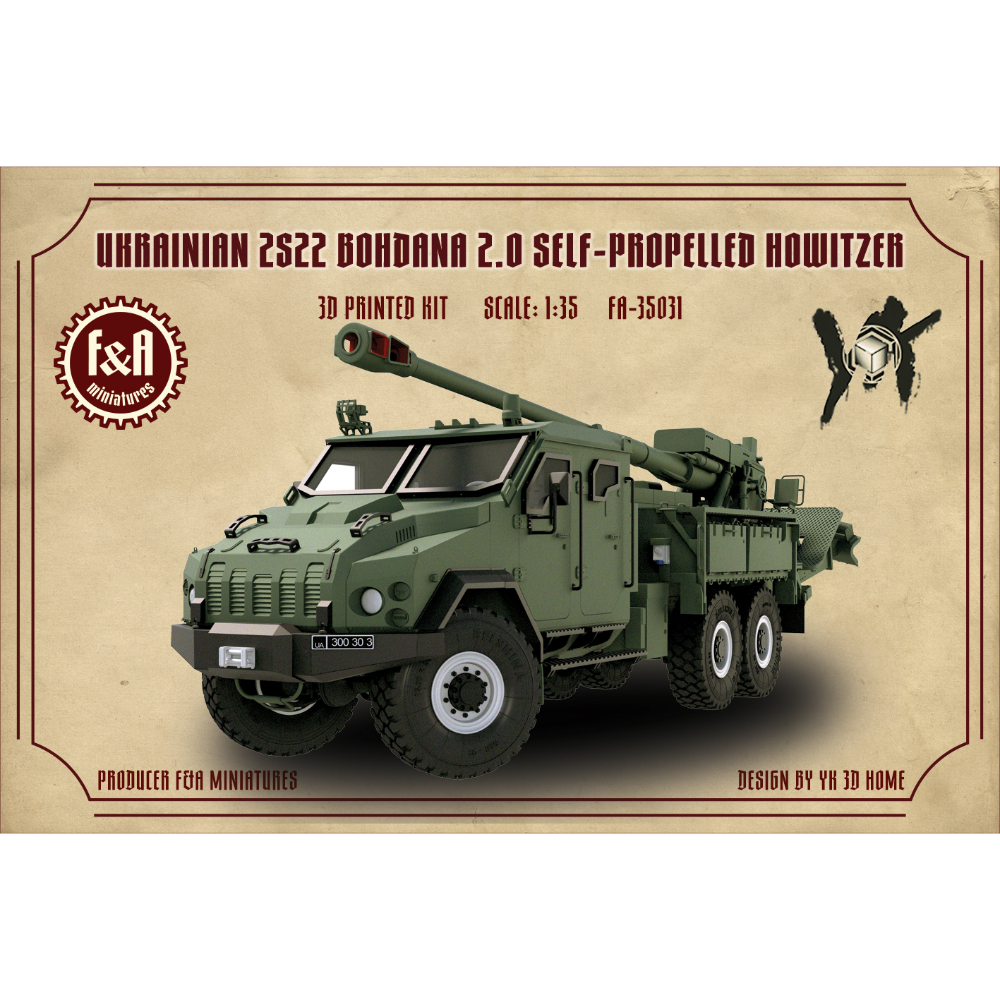 Ukrainian 2S22 Bohdana 2.0 self-propelled howitzer 1:35