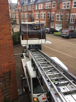 Upright Piano Move in London with Outside Lift – Professional Piano Moving Services by Accord Piano Logistics.
