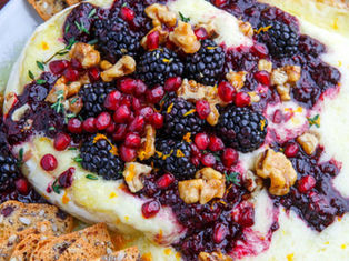 Keto Baked Brie with Blackberry Compote and Candied Walnuts
