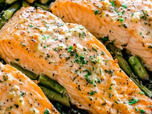Keto Garlic Butter Baked Salmon
