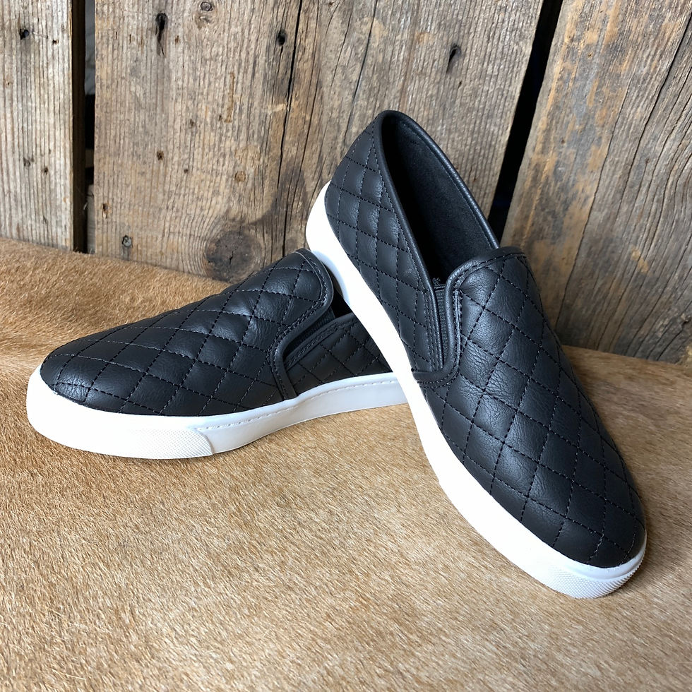 Black Quilted Slip On Sneakers jhasaddleandtack
