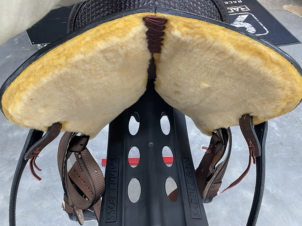 Thumbnail: JHA Saddle - 106 Hard Seat Round Skirt Buck stitch w/ Pencil Roll