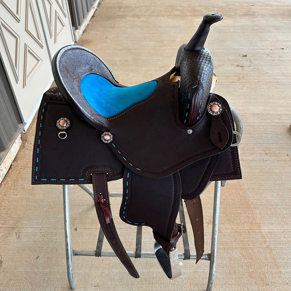 Thumbnail: JHA Saddle - 110 Inlaid Suede Seat Square Skirt Buck stitch w/ Pencil Roll 