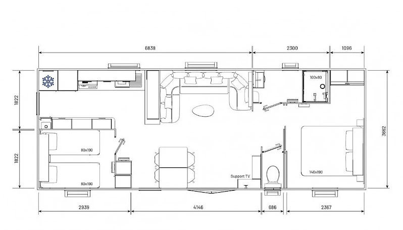 Miniatura: Trigano Expression 2 Quartos (42,0 m²) FR07
