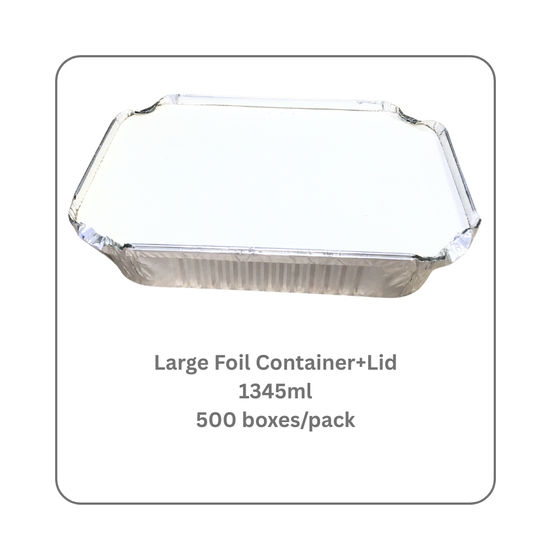 Large Foil Container with lid 1345ml 500 per pack