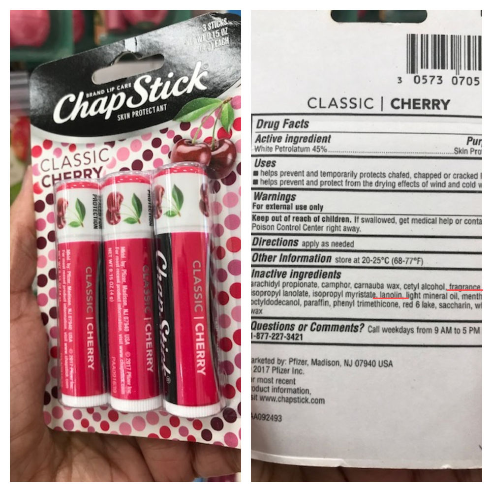 Allergic reactions to lip balms and chapsticks such as Burt's Bees, Eos